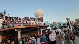 Leaving Sydney Harbour on P&O Pacific Adventure. Sailing under Sydney Harbour Bridge.