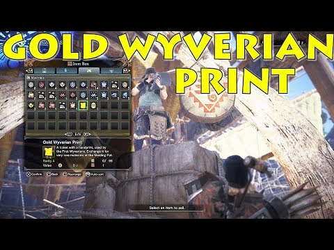 Monster Hunter World - Gold Wyverian Print you Rare Crafting Gems!!! -