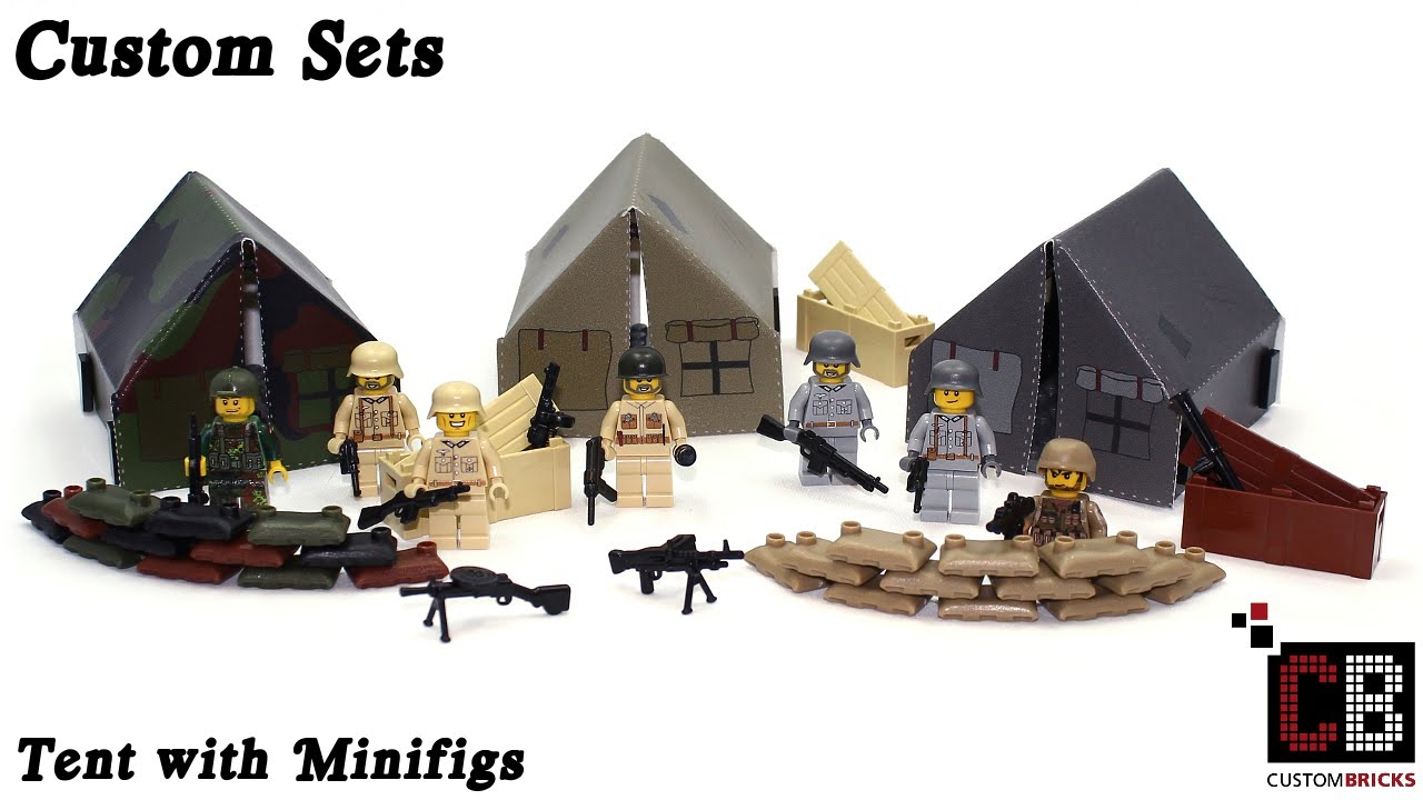 Lego CB Bundeswehr Soldat Minifigur Zelt Waffe 03, NEW Cust…