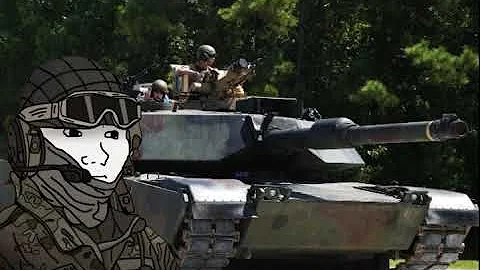Macarena (slowed) but you're commanding an M1A2 Abrams fighting Chinese Type 99's in Tokyo