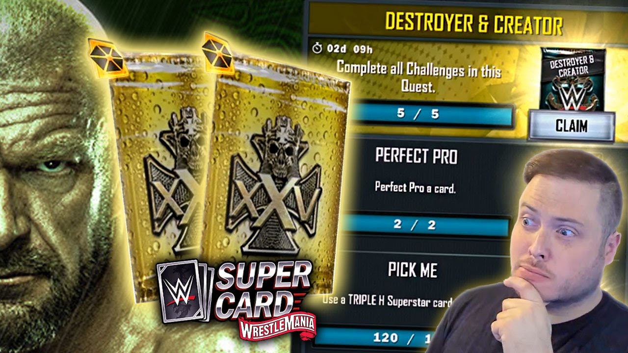 BRING DOWN THE HAMMER PACK OPENING!! TRIPLE H Quest COMPLETE! | WWE SuperCard