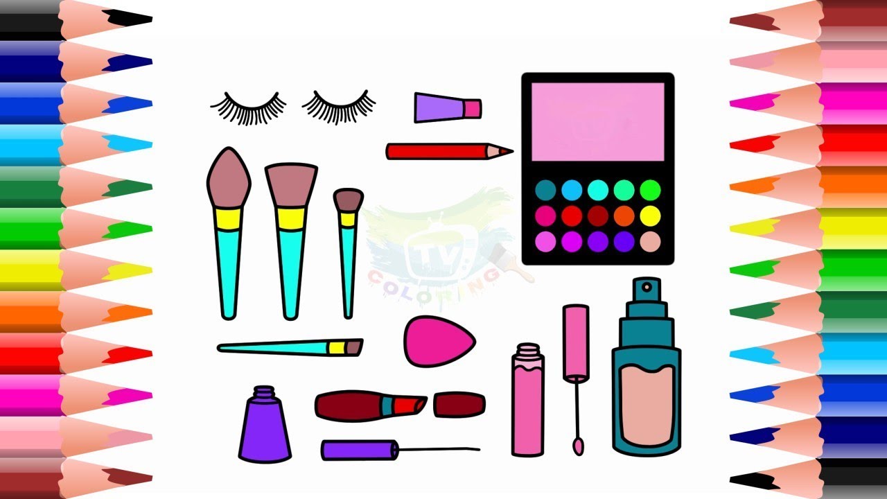 How To Draw And Color Makeup Collection - Coloring Pages For Kids - YouTube