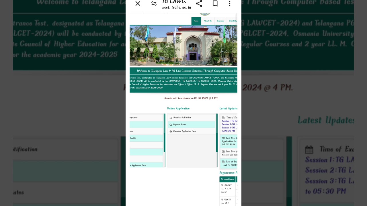 LAWCET Result 2024 / Time and Date / lawcet/ PGLCET/ 