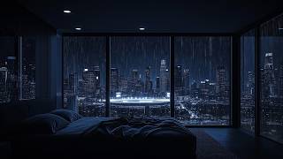 Soft Rain and City Lights in Night City for Deep Sleep & Focus | No Ads