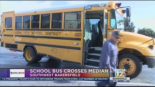 School bus crosses median delays traffic in Southwest Bakersfield