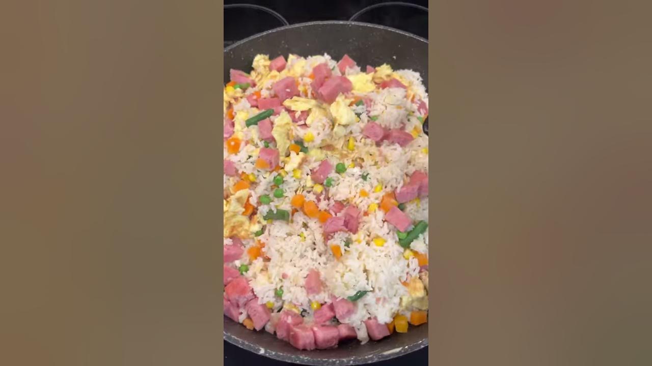 Fried rice with carrots, peas, beans, eggs, spam,salt and pepper. YouTube