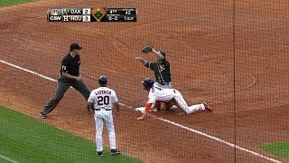 Reddick makes a strong throw to turn two