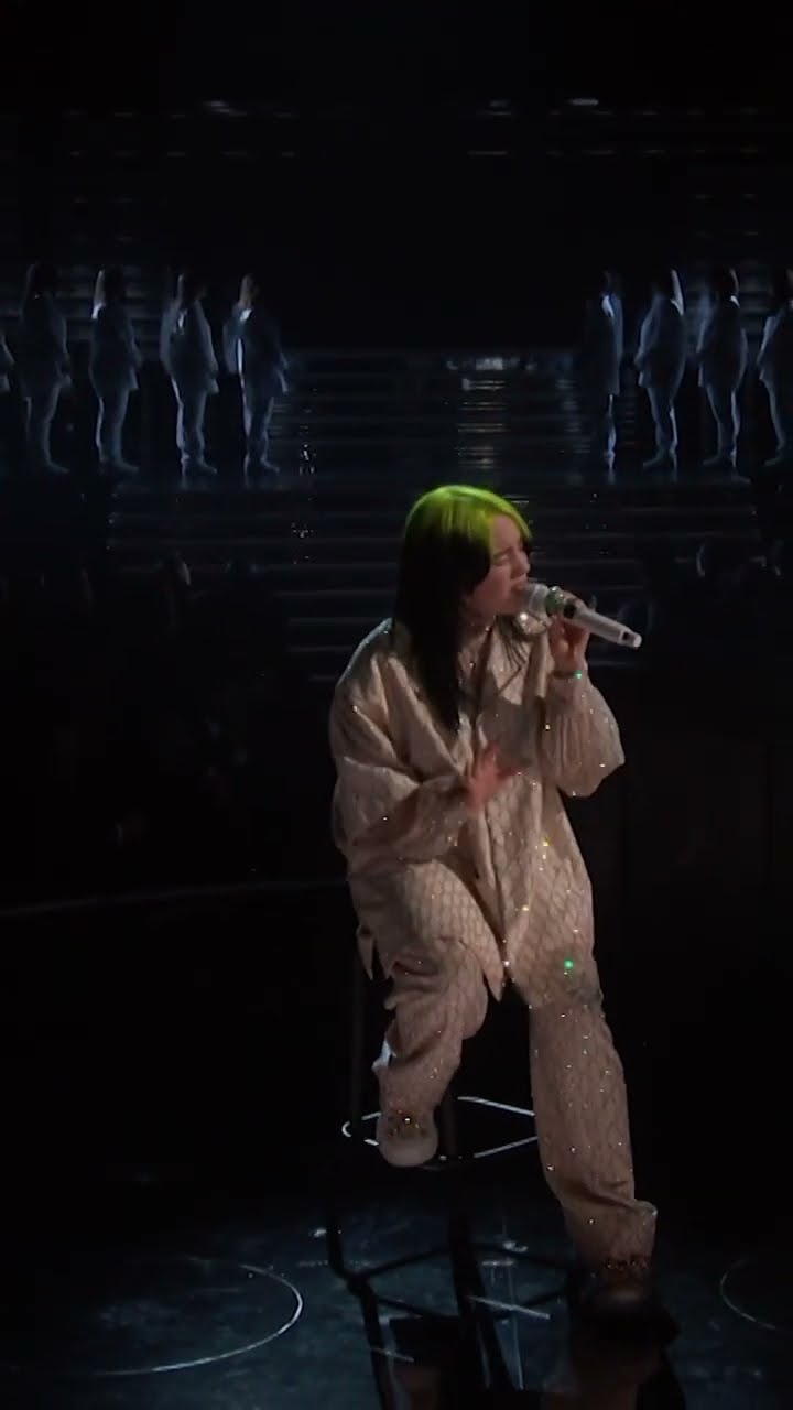 Billie performing “when the party’s over” at the 2020 GRAMMYs.