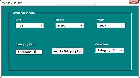 Combobox In VBA User form