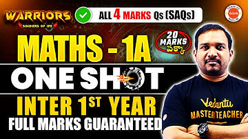 Maths 1A - One Shot | ALL 4 Mark Questions (All SAQs) | Inter 1st Year | Inter AP & TS | Kiran Sir