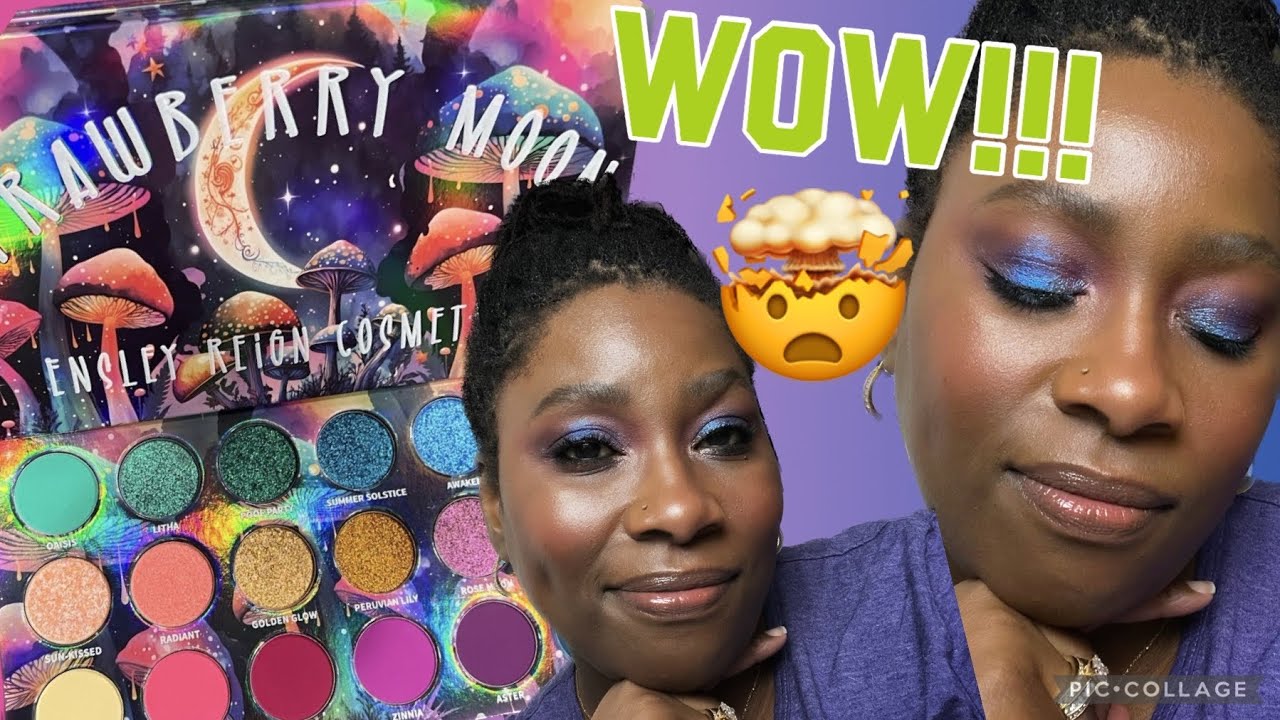 WOW!!!! Ensley Reign Strawberry Moon Eyeshadow Palette | Swatches and Demo on dark skin