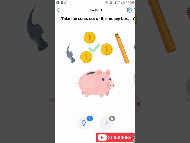 Easy Game - Brain Test - Level 201 Take The Coins Out Of The Money Box Walkthrough