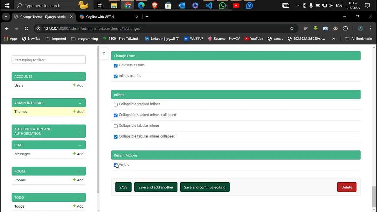 django 17   Arabic عربى admin  part 6 apply outer theme django admin interface