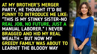 AT MY BROTHER'S MERGER PARTY, HE THOUGHT IT'D BE FUNNY TO INTRODUCE ME LIKE: THIS IS MY STINKY S...
