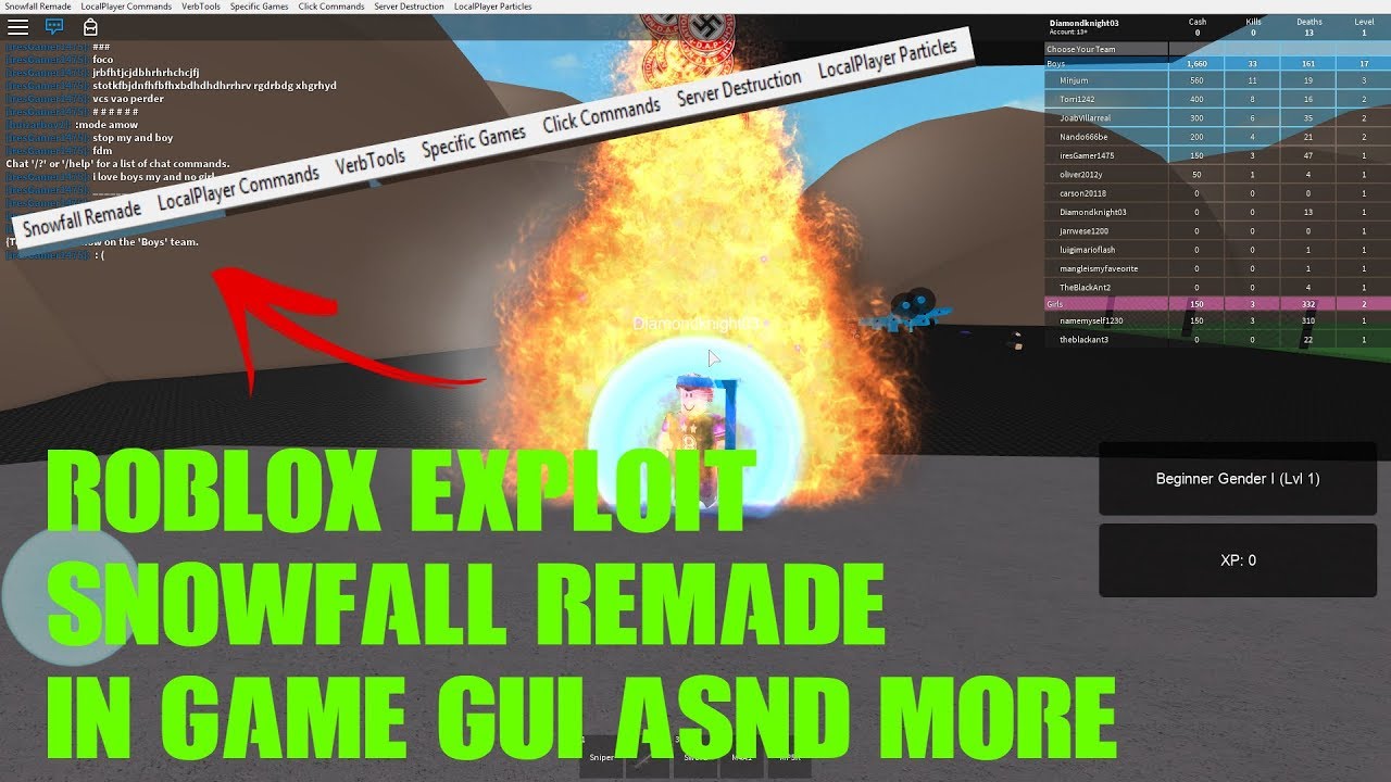 Roblox Hack/Exploit:Snowfall Remade(Patched)Rainbow Particles, Click TP,  And Mre - 
