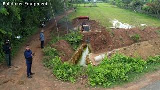 First Start Amazing PROJECT!! Filling Land Delete Deep Fish Pond Use Strong Bulldozer & 5Ton Truck.