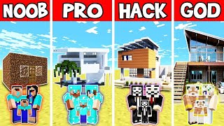 MODERN BEACH HOUSE BUILD CHALLENGE- NOOB vs PRO vs HACKER vs GOD - Minecraft by Noobas - Minecraft 2,577 views 3 weeks ago 15 minutes