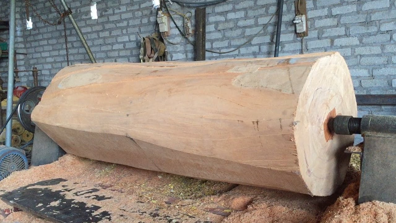 Woodturning Working On Dangerous Big Wood Lathe, Skills Woodworking