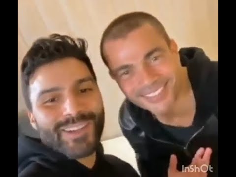 فيديو للهضبة عمرو دياب برفقة الدى جى العالمى ريهاب قبل بداية حفل الرياض