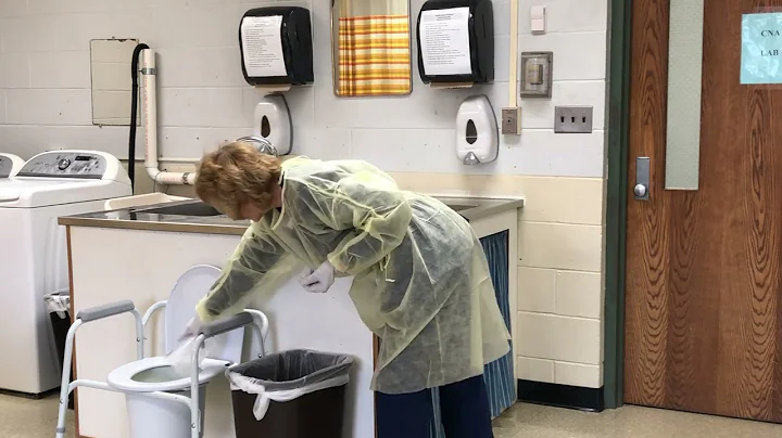 Emptying a Urinary Drainage Bag with PPE & Hand Washing