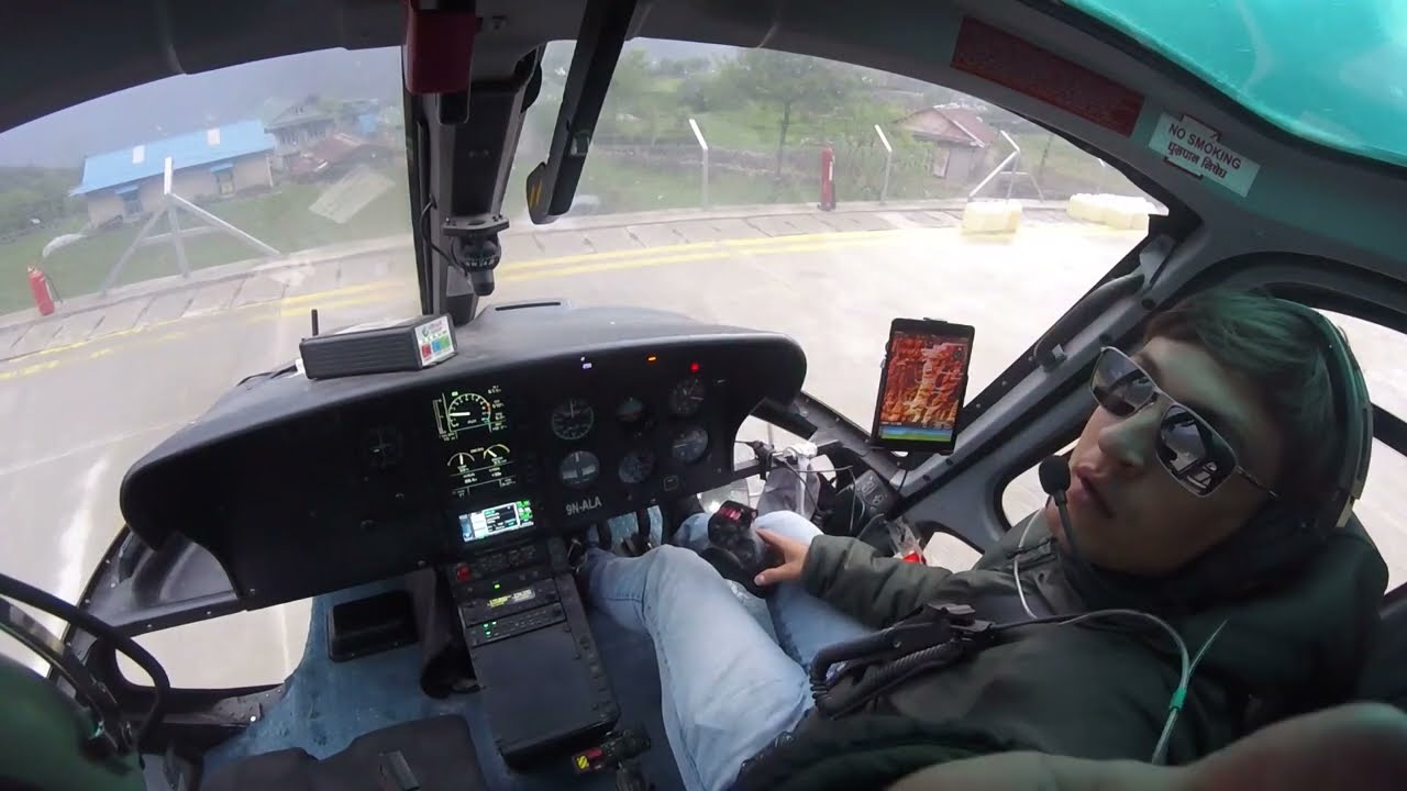 Helicopter Medical Evacuation to Lukla Hospital - Cockpit View