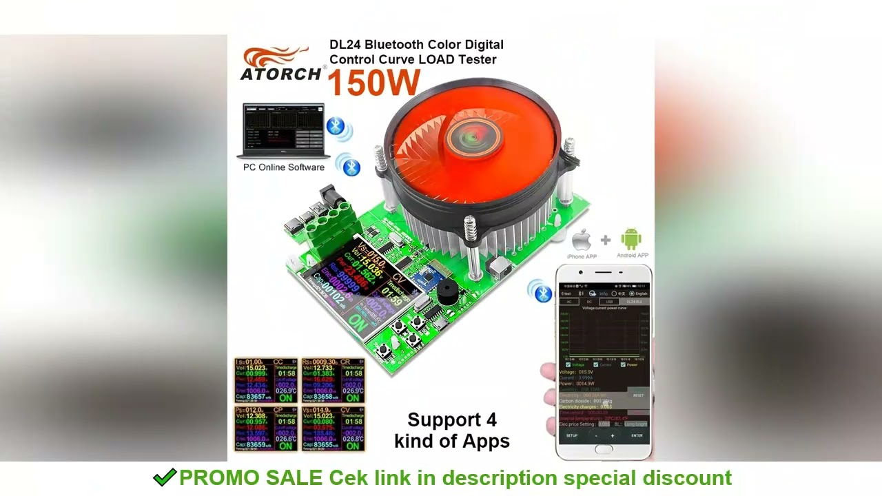 150W 25A Battery Capacity 4-wire Tester DC USB Tester Electronic Load Lithium Discharge Monitor Powe