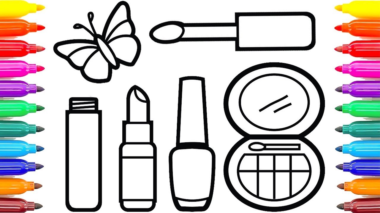 Makeup Coloring Pages | How to Draw Eye Shadow and Learn Colors for ...