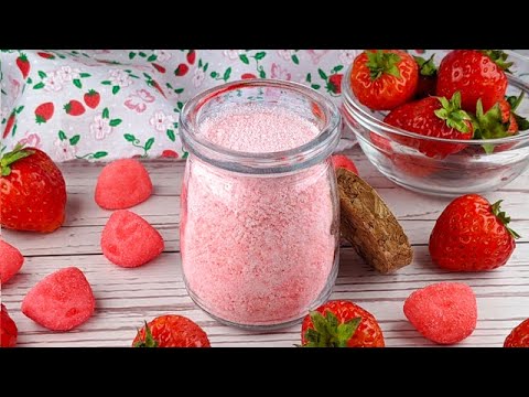 Perfect strawberry sugar for your desserts! 2 ingredients only! Very quick recipe