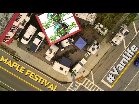 Video still: Campers on the corner at the CNY Maple Festival: A fun small town tradition #vanlife