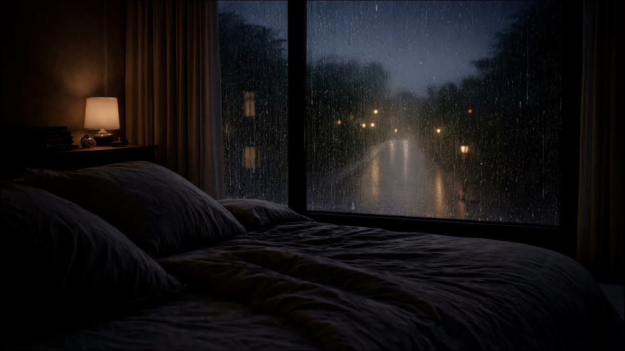 🌧 Soft Rain Bedroom — Window View Deep Sleep Ambience (No Music)