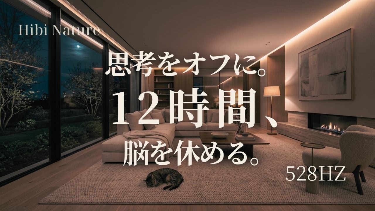 【12時間】寝落ち専用。止まらない思考をオフにして脳を休める夜｜528Hz 自律神経を整えるヒーリングBGM（Sleep & Deep Rest）