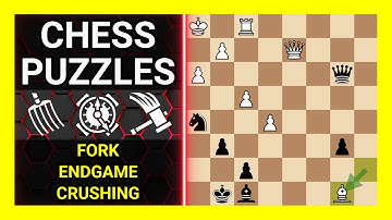 Chess Puzzles to Practice. Themes: Fork, Endgame, Crushing. Learn Chess