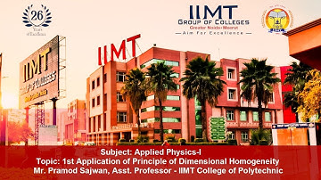 1st Application of Principle of Dimensional Homogeneity | IIMT College of Polytehnic, Greater Noida