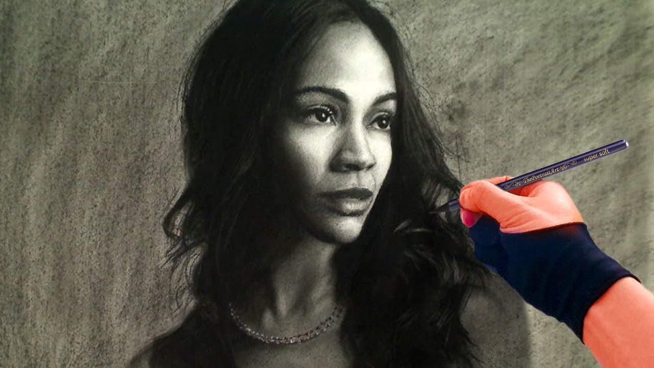 Draws Zoe Saldana Portrait - FREE Art Tutorials (link in desc)