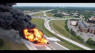 Dash cam footage from crash that led to massive fuel tanker fire