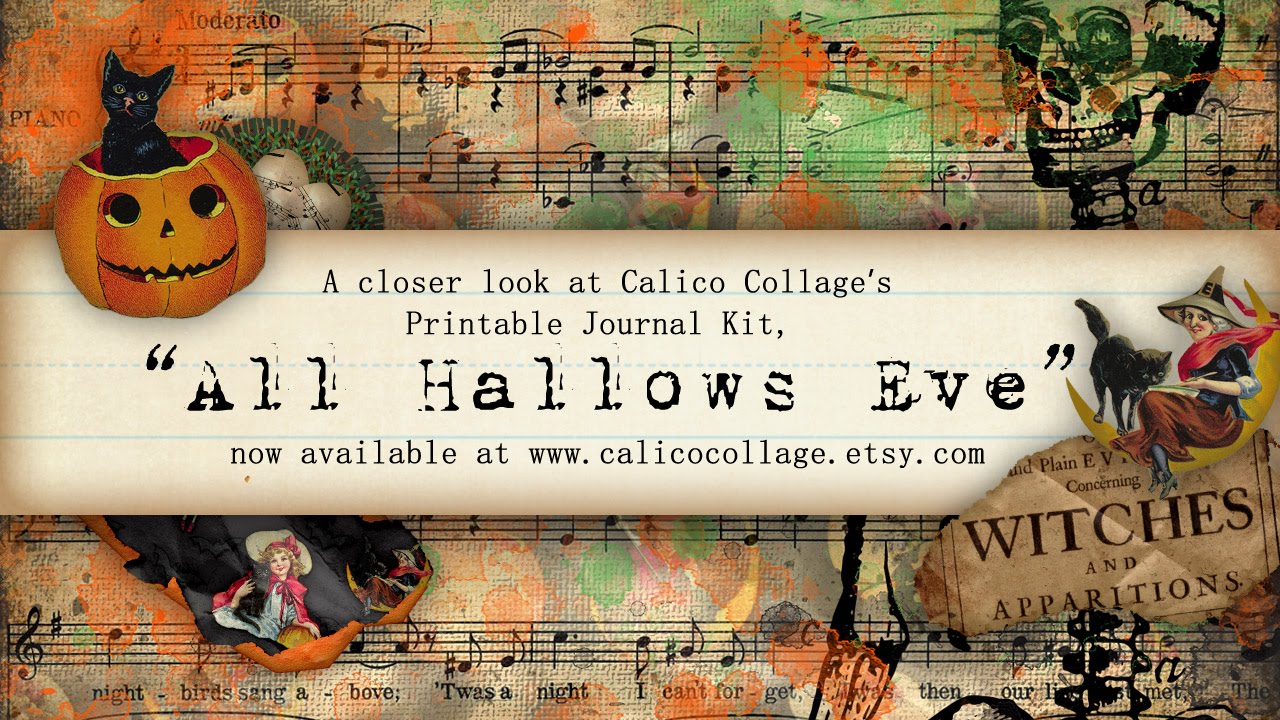 All Hallows Eve Printable Journal Kit | Junk Journal | Digi Kit | Calico Collage
