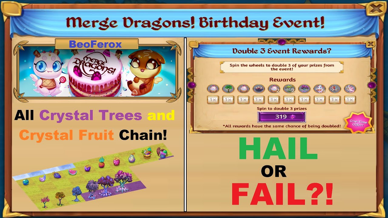 Merge Dragons! Birthday Event Full Crystal Trees and Fruits + Double
