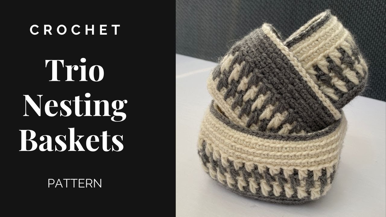 Trio Nesting Basket Crochet Tutorial Crochet Square Baskets YouTube