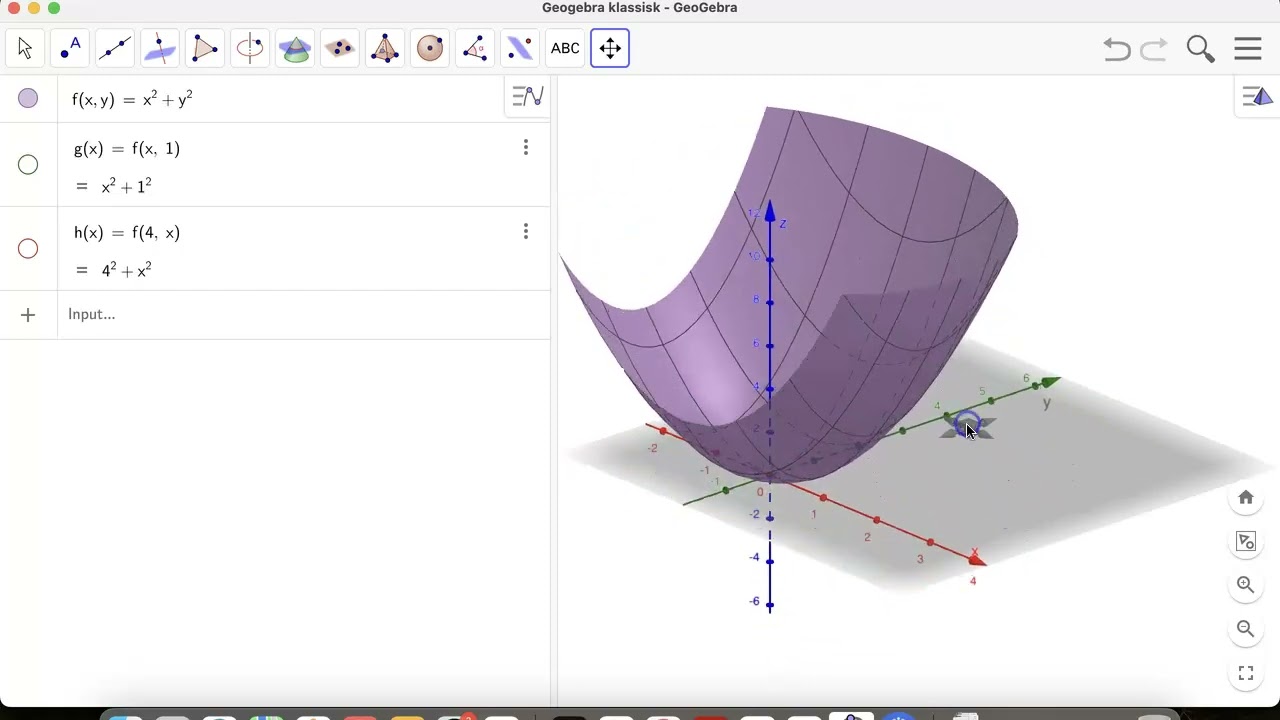 Funktioner af to variable - intro - flader -  snitfunktion - niveaukurve - konturplot - Geogebra