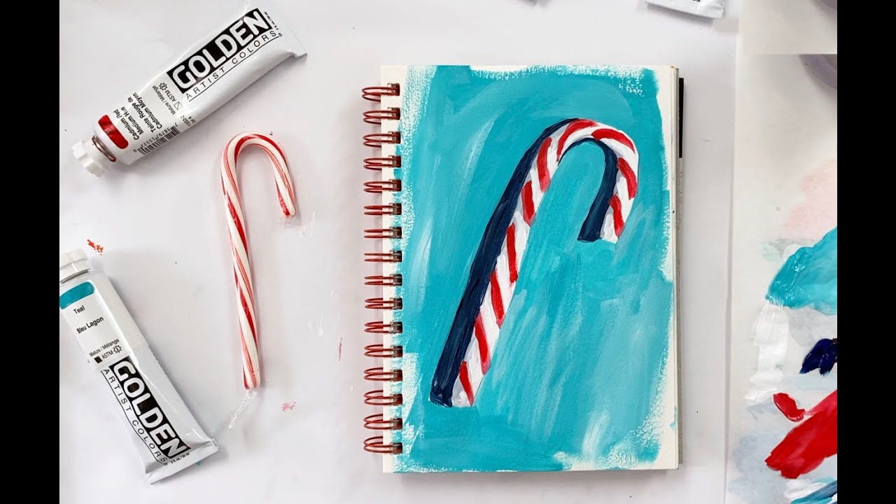 Painting a Candy Cane with Acrylic Paint Candy Cane Study YouTube