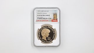 1999 英国 ダイアナ妃追悼記念 5ポンド 金貨 プルーフ NGC PF 69