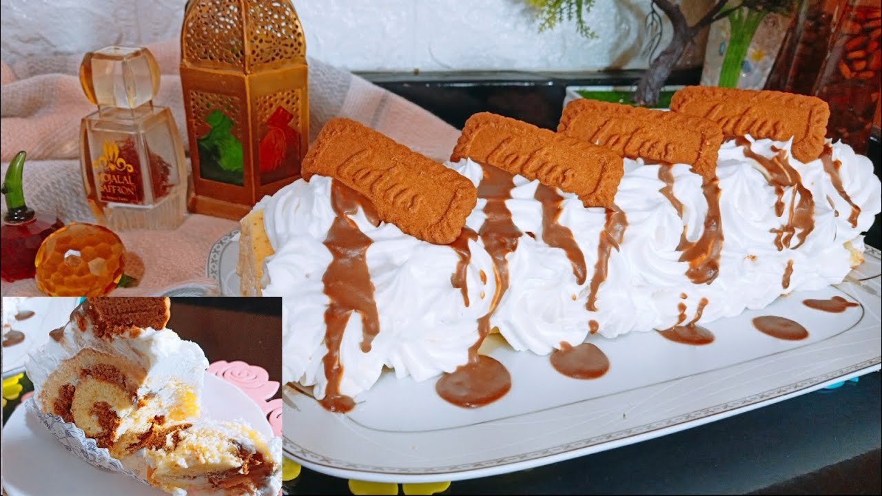 سويسرول المعلقه باللوتس كل مقاديره بالمعلقه وكمان ف الخلاط  من مطبخ ياسمين سالم