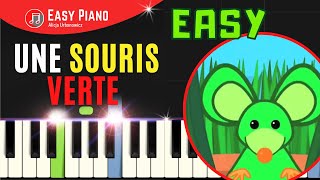 Une Souris Verte I EASY Piano Tutorial for Beginners I Sheet Music PDF I Keyboard I SLOW