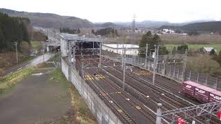 20190427 貨物列車をかわす北海道新幹線＠湯の里知内信号場