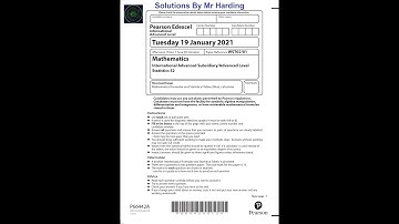 Edexcel - iAL Mathematics - Statistics - Paper S2 - January 2021 - Solutions By Mr Harding