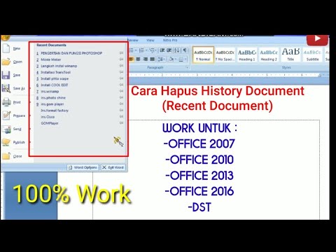 Menghapus Recent Document Di Word Dst Youtube