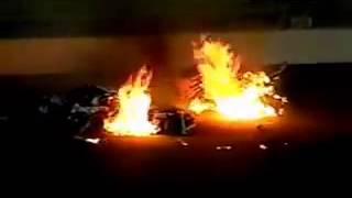 NASCAR Las Vegas 2003 McMurray and Waltrip Big Crash Fire