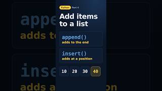 Add Items to a Python List: append() vs insert() #shorts  #programming