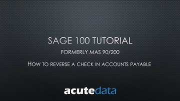 Sage 100 - How To Reverse a Manual Check