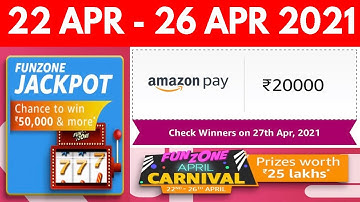 Amazon Funzone Carnival Jackpot Quiz Answers today | Amazon Daily Quiz Answers | Win RS 50,000